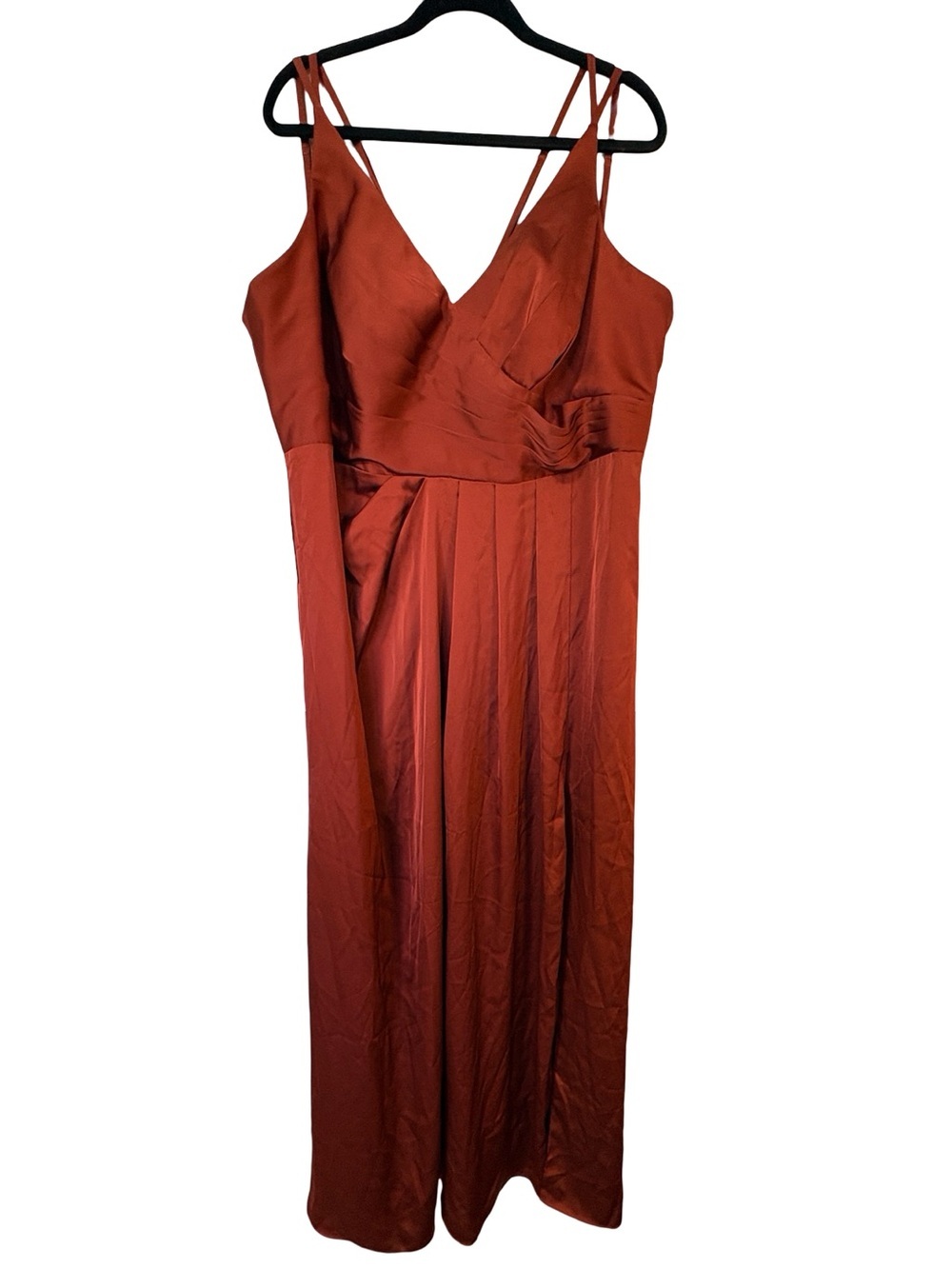 Azazie Aqua Stretch Satin Bridesmaid Dress A22 Terracotta BNWT
